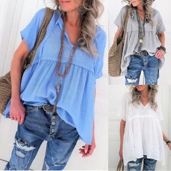 klv new arrivals shirts women 2019 fashion v-neck pleated short sleeve elegant summer casual t-shirts tees %40, White
klv new arrivals shirts women 2019 fashion v-neck pleated short sleeve elegant summer casual t-shirts tees %40, White