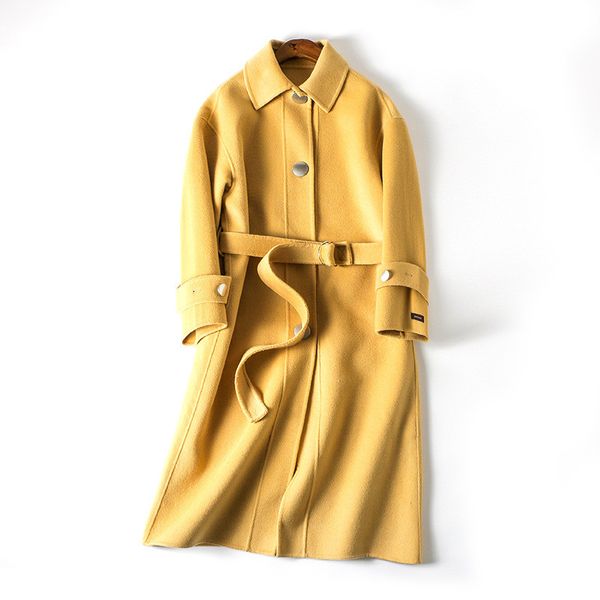 2019 new winter double-faced cashmere coat women wool coat female autumn with belt women's long jacket casaco feminino r426, Black
2019 new winter double-faced cashmere coat women wool coat female autumn with belt women's long jacket casaco feminino r426, Black