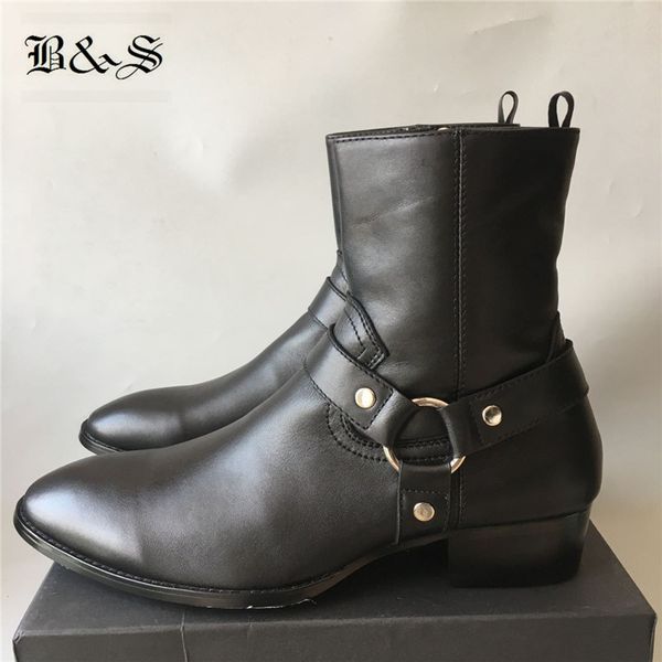 boots black& street real picture pointed toed genuine leather buckle strap cow wedge men handmade slim fit
boots black& street real picture pointed toed genuine leather buckle strap cow wedge men handmade slim fit