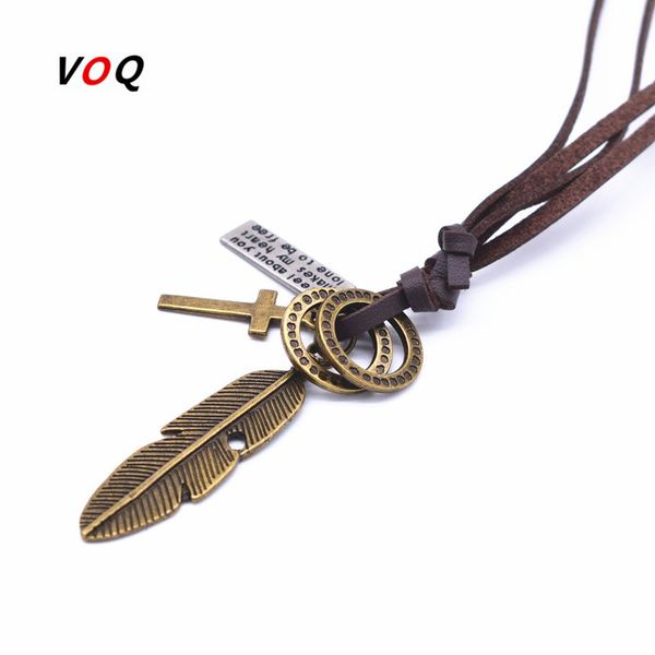 voq 2020 fashion vintage feather pendant necklaces for women men friendship adjustable long leather rope chain necklace jewelry, Silver
voq 2020 fashion vintage feather pendant necklaces for women men friendship adjustable long leather rope chain necklace jewelry, Silver