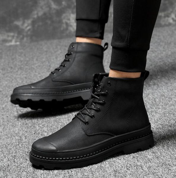 men's work boots genuine leather snow ankle couples drop shipping winter lace-up boots shoes martin boots, Black
men's work boots genuine leather snow ankle couples drop shipping winter lace-up boots shoes martin boots, Black