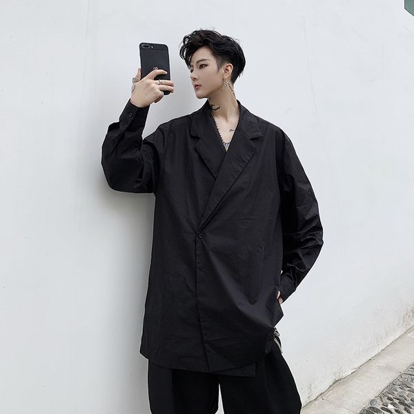 new men oversize loose casual long sleeve shirts male japan streetwear suit style shirt jacket outerwear, White;black
new men oversize loose casual long sleeve shirts male japan streetwear suit style shirt jacket outerwear, White;black