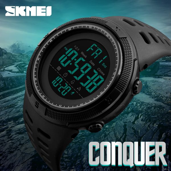 

skmei fashion outdoor sport watch men multifunction watches alarm clock chronograph waterproof digital watch reloj hombre 1251, Slivery;brown