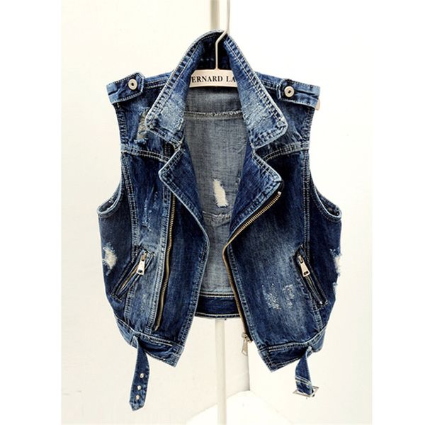 spring autumn korean short ripped jeans coat sleeveless punk denim vest female summer vest motorcycle jacket cool waistcoat, Black;white
spring autumn korean short ripped jeans coat sleeveless punk denim vest female summer vest motorcycle jacket cool waistcoat, Black;white