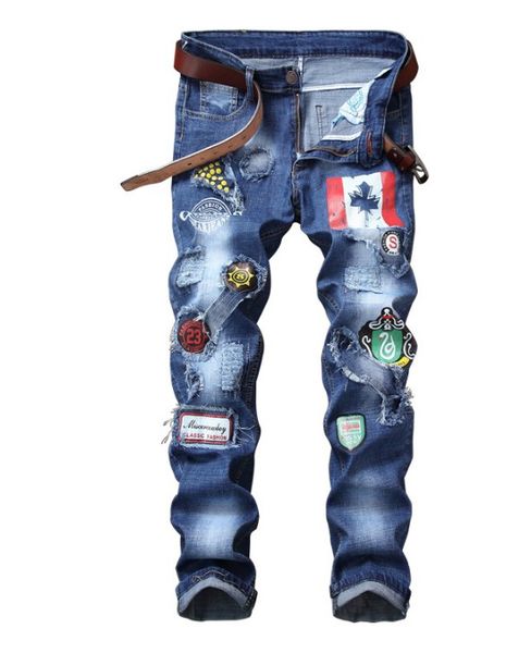 men's jeans european and american slim straight tube elastic pin hole fashion men's trousers, Blue
men's jeans european and american slim straight tube elastic pin hole fashion men's trousers, Blue
