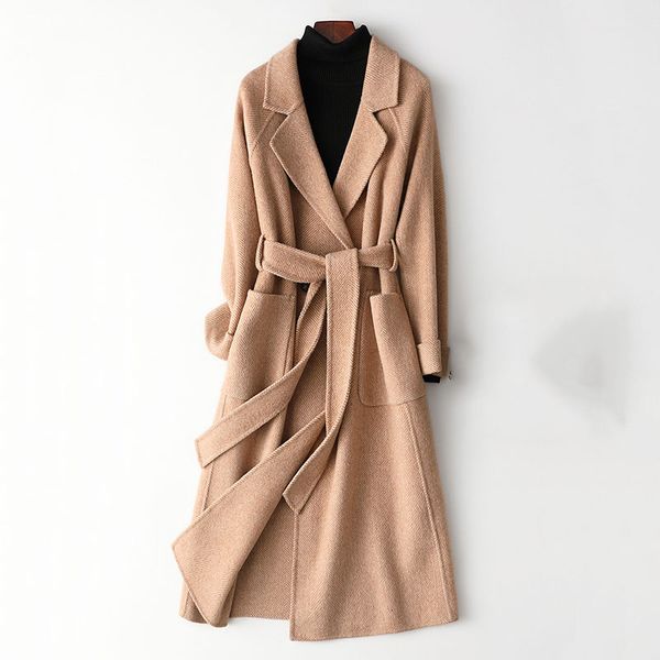 double-faced cashmere coat women's long trench coat 2019 new wool blends outerwear female winter woolen windbreak, Black
double-faced cashmere coat women's long trench coat 2019 new wool blends outerwear female winter woolen windbreak, Black
