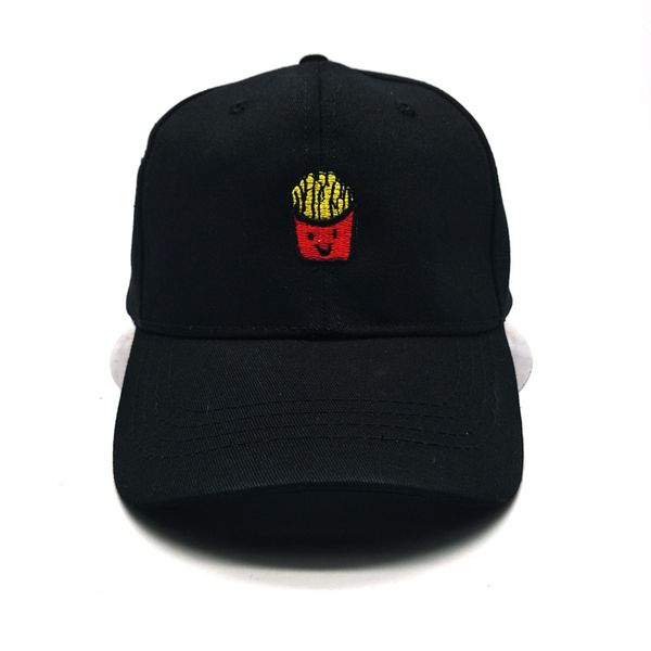 french fries embroidered climbing cap cotton hat headwear with adjustable back closure, Black;white
french fries embroidered climbing cap cotton hat headwear with adjustable back closure, Black;white