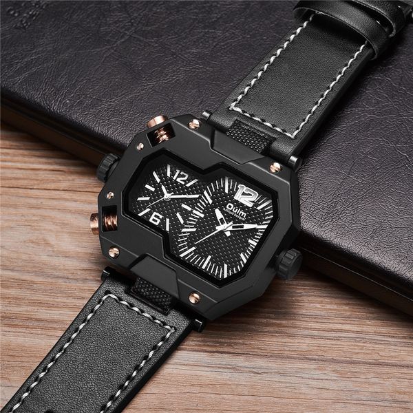oulm unique two time zone genuine leather wristwatch fashion casual square dial quartz clock antique style cool men wrist watch, Slivery;brown
oulm unique two time zone genuine leather wristwatch fashion casual square dial quartz clock antique style cool men wrist watch, Slivery;brown