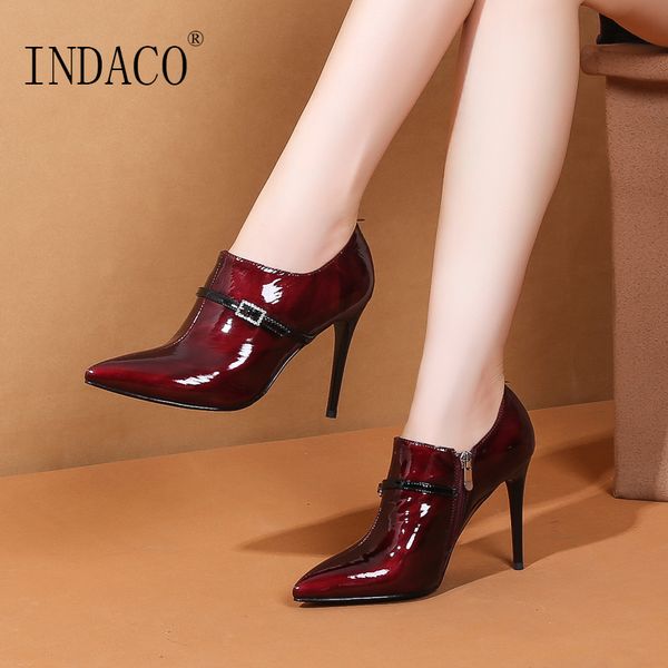 autumn burgundy ankle boots for women high heel women shoes autumn 10cm, Black