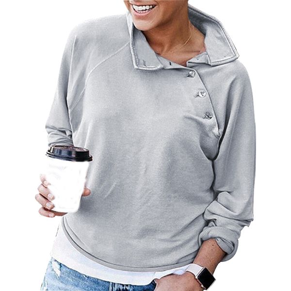 women buttons shoulder turn-down collar solid sweatshirts female pullovers autumn winter hoodies cotton casual hoodie plus size, Black
women buttons shoulder turn-down collar solid sweatshirts female pullovers autumn winter hoodies cotton casual hoodie plus size, Black