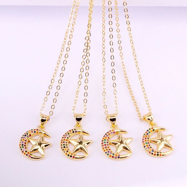6pcs, fashion crystal gold filled rainbow crescent star shaped pendant cz micro pave charm colorful zirconia necklaces, Silver
6pcs, fashion crystal gold filled rainbow crescent star shaped pendant cz micro pave charm colorful zirconia necklaces, Silver