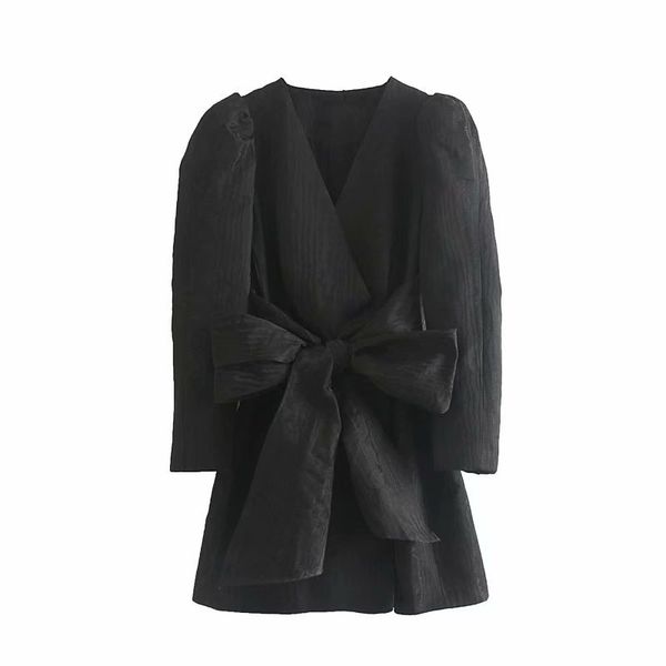 women high street bow decorate black mini dress autumn ladies vintage puff sleeve cross v neck chic brand kimono dresses ds2870, Black;gray
women high street bow decorate black mini dress autumn ladies vintage puff sleeve cross v neck chic brand kimono dresses ds2870, Black;gray