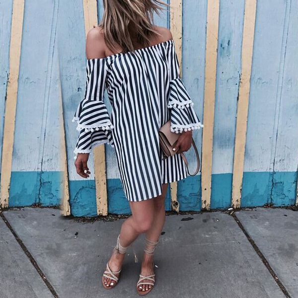 e-baihui summer women shirt dress vertical striped mini dress long sleeve off shoulder loose female party clothes 20034, Black;gray
e-baihui summer women shirt dress vertical striped mini dress long sleeve off shoulder loose female party clothes 20034, Black;gray