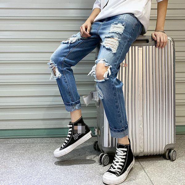 men's jeans skinny slim fit straight ripped distressed pleated knee hole full length denim pants stretch pencil jeans spring, Blue
men's jeans skinny slim fit straight ripped distressed pleated knee hole full length denim pants stretch pencil jeans spring, Blue