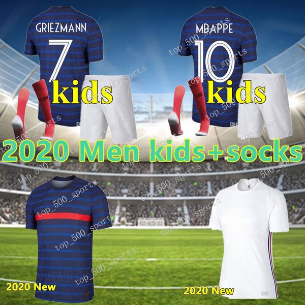 

Men + kids kit 2020 France jersey Maillot de Foot francia enfant 2 звезды Гризманн Мбаппе Погба Франка футбол французские футбольные майки мальчики