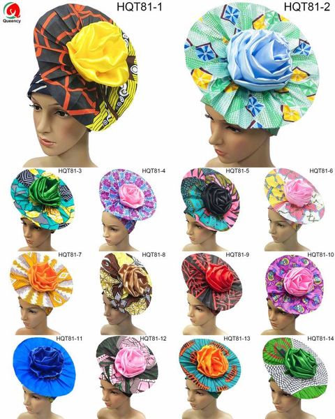 2020 new arrivals african wax+satin elegant headwrap african turban, women's accessories hqt81, Black;white