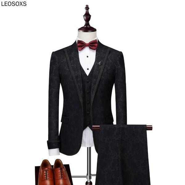 three piece suits men 2020 slim fit wedding tuxedo for groom black floral print suits man party prom dinner suit, White;black
three piece suits men 2020 slim fit wedding tuxedo for groom black floral print suits man party prom dinner suit, White;black