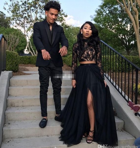 two piece black prom dresses with lace long sleeve a-line tulle side split evening party gowns plus size prom dresses hy4070
two piece black prom dresses with lace long sleeve a-line tulle side split evening party gowns plus size prom dresses hy4070