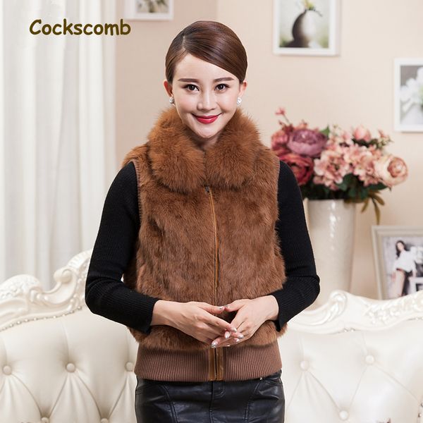 cockscomb brand 2018 new genuine fox fur collar women's natural fur vests waistcoats women slim sleeveless jacket, Black
cockscomb brand 2018 new genuine fox fur collar women's natural fur vests waistcoats women slim sleeveless jacket, Black