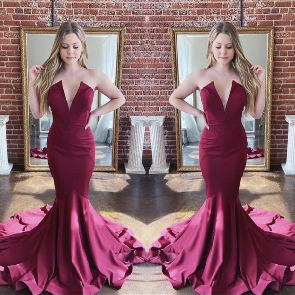 burgundy deep v neck evening formal dress 2020 simple sleeveless satin sweep train special occasion dresses, Black;red
burgundy deep v neck evening formal dress 2020 simple sleeveless satin sweep train special occasion dresses, Black;red