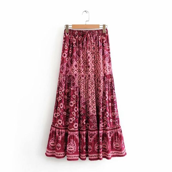 women bohemian floral print pleats ruffles long skirt faldas mujer ladies elastic waist bow tied casual chic brand skirts qun528, Black
women bohemian floral print pleats ruffles long skirt faldas mujer ladies elastic waist bow tied casual chic brand skirts qun528, Black