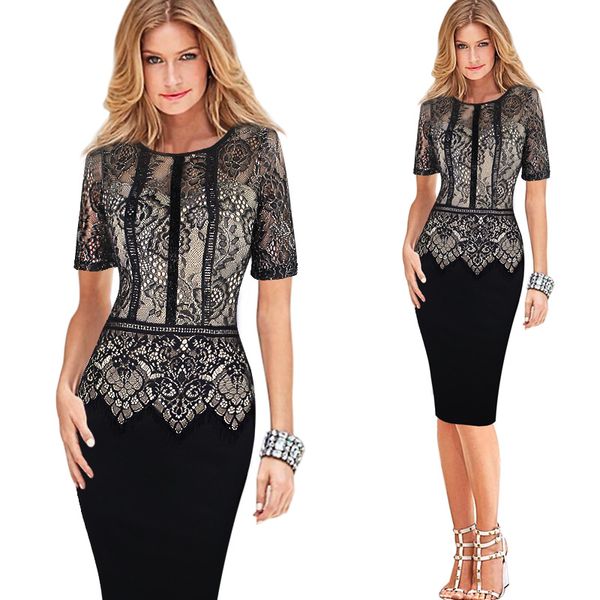 Fashion Womens Dress Vestidos Plus Size Fitted Bodycon Dress Lace Short Sleeve New Plus Size S-5XL
Fashion Womens Dress Vestidos Plus Size Fitted Bodycon Dress Lace Short Sleeve New Plus Size S-5XL