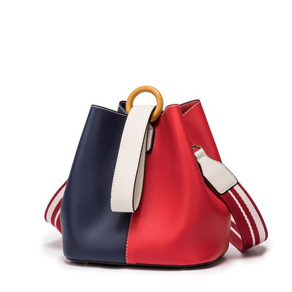 new stylish good quality pu leather handbag contrast color shoulder bucket bags for lady
new stylish good quality pu leather handbag contrast color shoulder bucket bags for lady