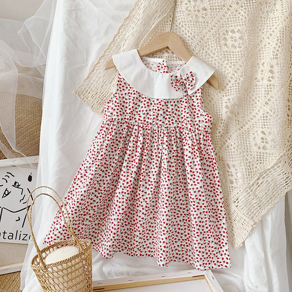 2020 summer children kids cotton cherry print doll collar bow sleeveless sundress cute girls dress vestidos, Red;yellow
2020 summer children kids cotton cherry print doll collar bow sleeveless sundress cute girls dress vestidos, Red;yellow