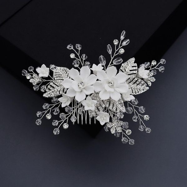 floralbride handmade silver crystal rhinestone pearls ceramic flower leaf bridal hair comb weding hair accessories women jewelry, Golden;white
floralbride handmade silver crystal rhinestone pearls ceramic flower leaf bridal hair comb weding hair accessories women jewelry, Golden;white