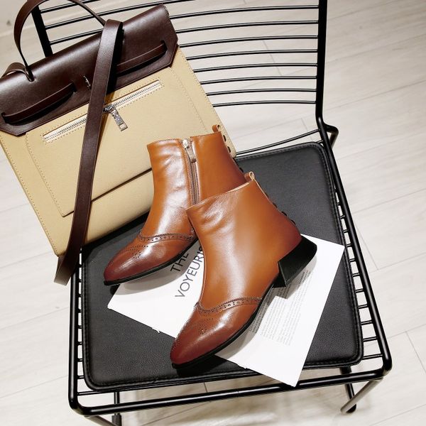mljuese 2020 women ankle boots cow leather pointed toe brown color rivet brogue style winter short plush women boots size 34-43, Black
mljuese 2020 women ankle boots cow leather pointed toe brown color rivet brogue style winter short plush women boots size 34-43, Black