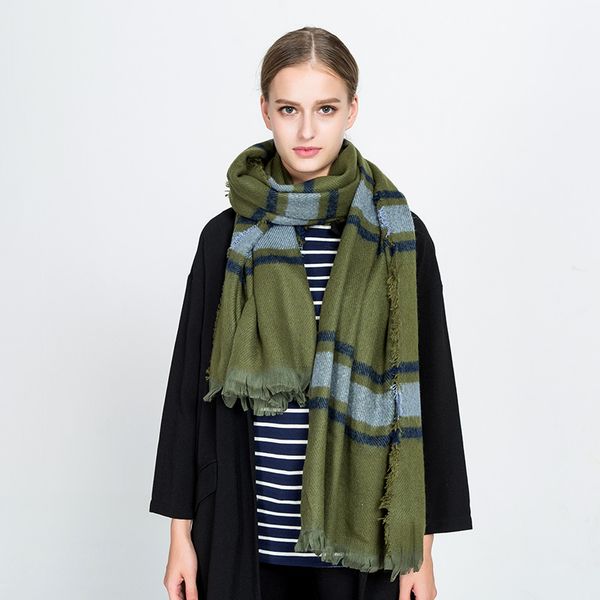 wholesale-autumn winter new european american fashion striped plaid cashmere scarf thick warm women's scarves shwal christmas gift, Blue;gray
wholesale-autumn winter new european american fashion striped plaid cashmere scarf thick warm women's scarves shwal christmas gift, Blue;gray