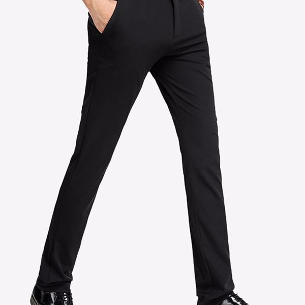 men's solid color business casual trousers wedding hosted party suits versatile simple and elegant men's trousers, White;black
men's solid color business casual trousers wedding hosted party suits versatile simple and elegant men's trousers, White;black