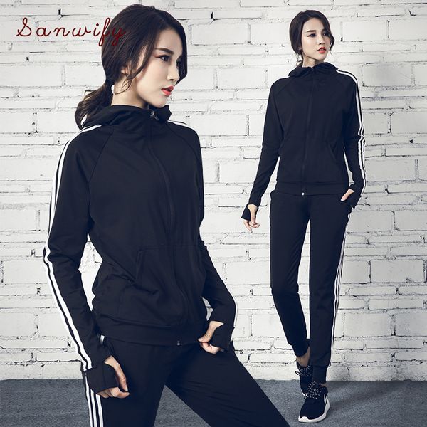 women sportswear tracksuit loose zip up hooded jacket long yoga pants running jogger fitness workout outfit yoga set sport suit, White;red
women sportswear tracksuit loose zip up hooded jacket long yoga pants running jogger fitness workout outfit yoga set sport suit, White;red