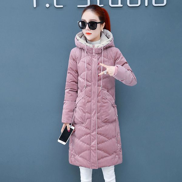 women solid corduroy hoodies cotton clothing 2019 new winter fashion splice zipper button pockets thickening long slim outerwear, Black
women solid corduroy hoodies cotton clothing 2019 new winter fashion splice zipper button pockets thickening long slim outerwear, Black