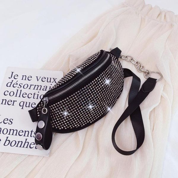 women shoulder bag casual chest bag ladys travling crossbody diamond waist belt leather zipper purses female bolsos