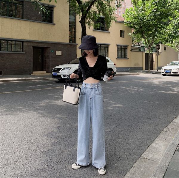 tall waist hangs feeling bull-puncher wide leg pants female loose straight tube mop qiu dong old daddy new style 2019, Blue
tall waist hangs feeling bull-puncher wide leg pants female loose straight tube mop qiu dong old daddy new style 2019, Blue