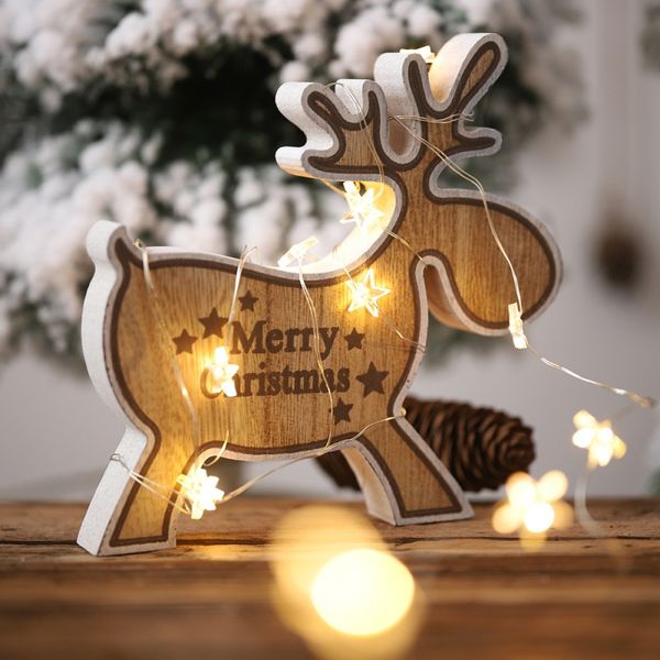 

christmas decor ornaments merry christmas printed wooden elk deskdecoration holiday figurines kids gift home party decor