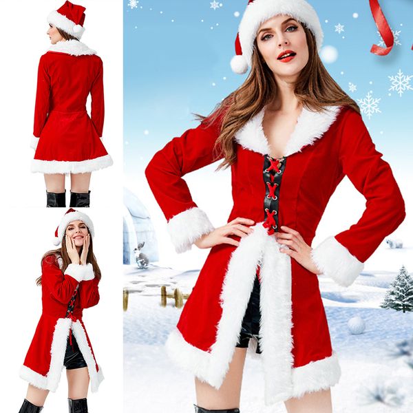 christmas santa claus costume party role play outfits hooded dress pants set for women cosplay stage costumes warm coat women, White;black
christmas santa claus costume party role play outfits hooded dress pants set for women cosplay stage costumes warm coat women, White;black