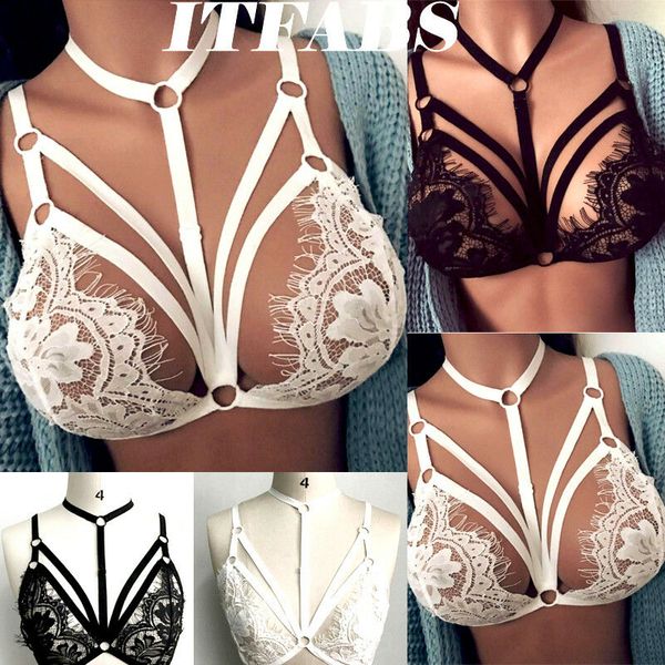fashion women bra lace elastic strap frame harness bra body harness cage bralette bustier, Black;white
fashion women bra lace elastic strap frame harness bra body harness cage bralette bustier, Black;white