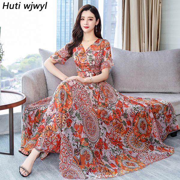 2019 vintage print chiffon boho maxi sundress plus size beach vacation midi summer dresses elegant women bodycon party vestidos, Black;gray
2019 vintage print chiffon boho maxi sundress plus size beach vacation midi summer dresses elegant women bodycon party vestidos, Black;gray