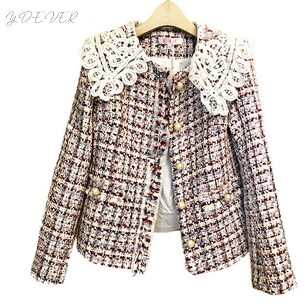 2019 autumn winter fashion runway tweed jacket coat spring women white lace woolen long sleeves mujer overcoat elegant outerwear, Black
2019 autumn winter fashion runway tweed jacket coat spring women white lace woolen long sleeves mujer overcoat elegant outerwear, Black