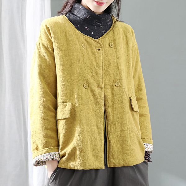 winter parkas women 2019 winter vintage double-breasted cotton linen thick warm cotton-padded loose women coat yoyikamomo, Black
winter parkas women 2019 winter vintage double-breasted cotton linen thick warm cotton-padded loose women coat yoyikamomo, Black