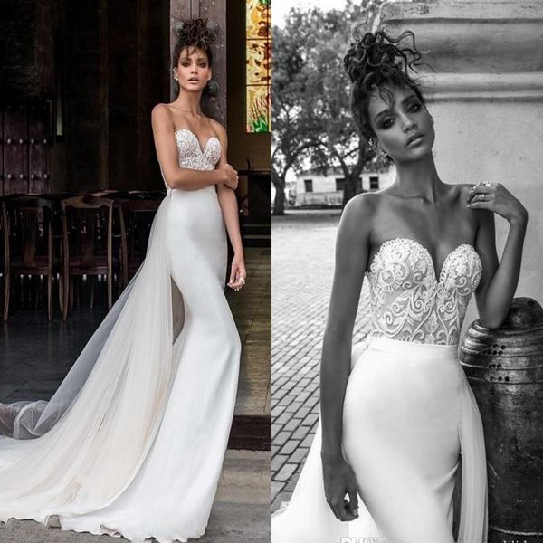 berta mermaid boho wedding dresses with overskirts sweetheart lace applique backless bohemian plus size bridal gowns robe de marie, White
berta mermaid boho wedding dresses with overskirts sweetheart lace applique backless bohemian plus size bridal gowns robe de marie, White