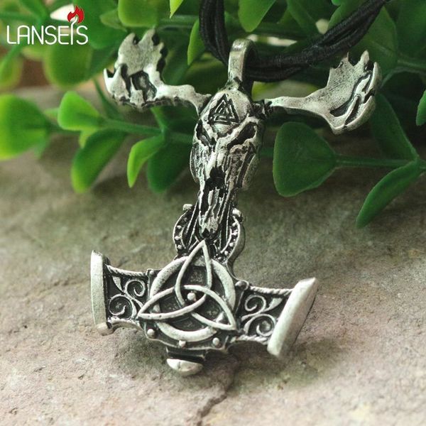 lanseis 1pcs viking skull mjolnir pendant goat head skull charm men necklace valknot talisman symbol jewelry, Silver
lanseis 1pcs viking skull mjolnir pendant goat head skull charm men necklace valknot talisman symbol jewelry, Silver