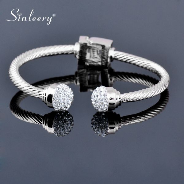 sinleery charm crystal ball open bangle cuff for women silver color bracelets women wedding jewelry sl141 ssc, Black
sinleery charm crystal ball open bangle cuff for women silver color bracelets women wedding jewelry sl141 ssc, Black