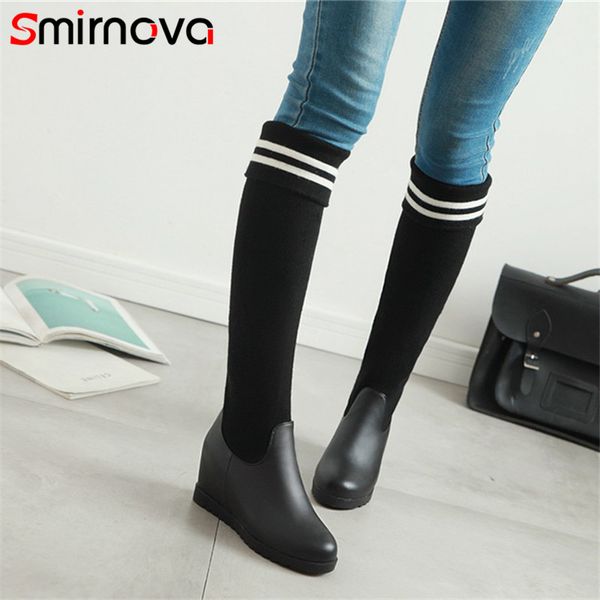smirnova fashion sock boots 2020 popular knitting+pu leather wedges boots winter warm over the knee large size shoes, Black
smirnova fashion sock boots 2020 popular knitting+pu leather wedges boots winter warm over the knee large size shoes, Black