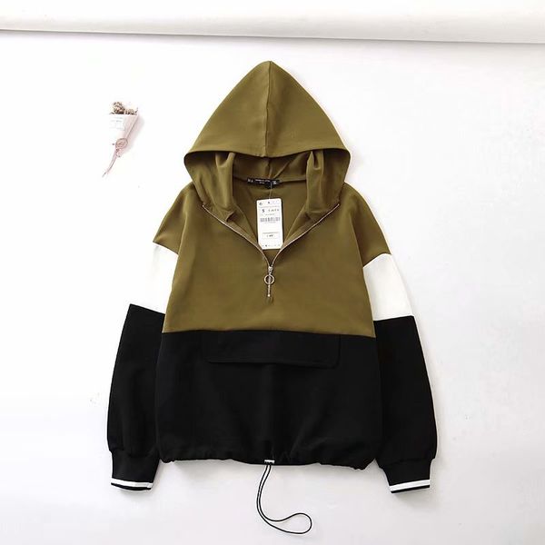 f2083-western style women's dress 2019 spring and autumn new style loose-fit daishu pocket mixed colors pullover coat women's, Black;brown
f2083-western style women's dress 2019 spring and autumn new style loose-fit daishu pocket mixed colors pullover coat women's, Black;brown