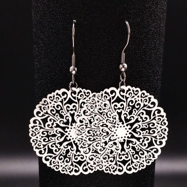2019 new design silver color big earrings for women flower hollow round silver color stainless steel drop earrings brinco boho
2019 new design silver color big earrings for women flower hollow round silver color stainless steel drop earrings brinco boho
