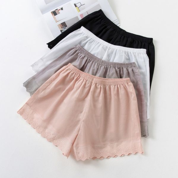 summer women's shorts cotton lace comfortable solid color shorts casual breathable light safety pants, White;black
summer women's shorts cotton lace comfortable solid color shorts casual breathable light safety pants, White;black