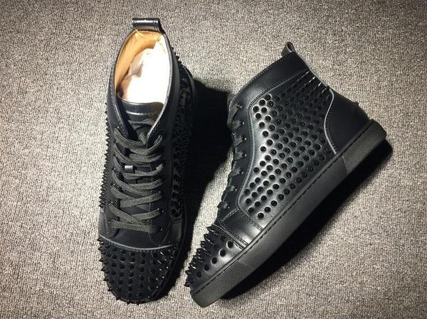 red bottoms black suede leather flat high shoes 2016 fashion black spikes women men red bottom sneakers flats size 36-46
red bottoms black suede leather flat high shoes 2016 fashion black spikes women men red bottom sneakers flats size 36-46
